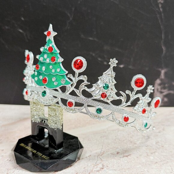 Christmas Tree headband, Christmas Tree crown, Silver Christmas Tiara, Xmas Gift - Picture 3 of 8